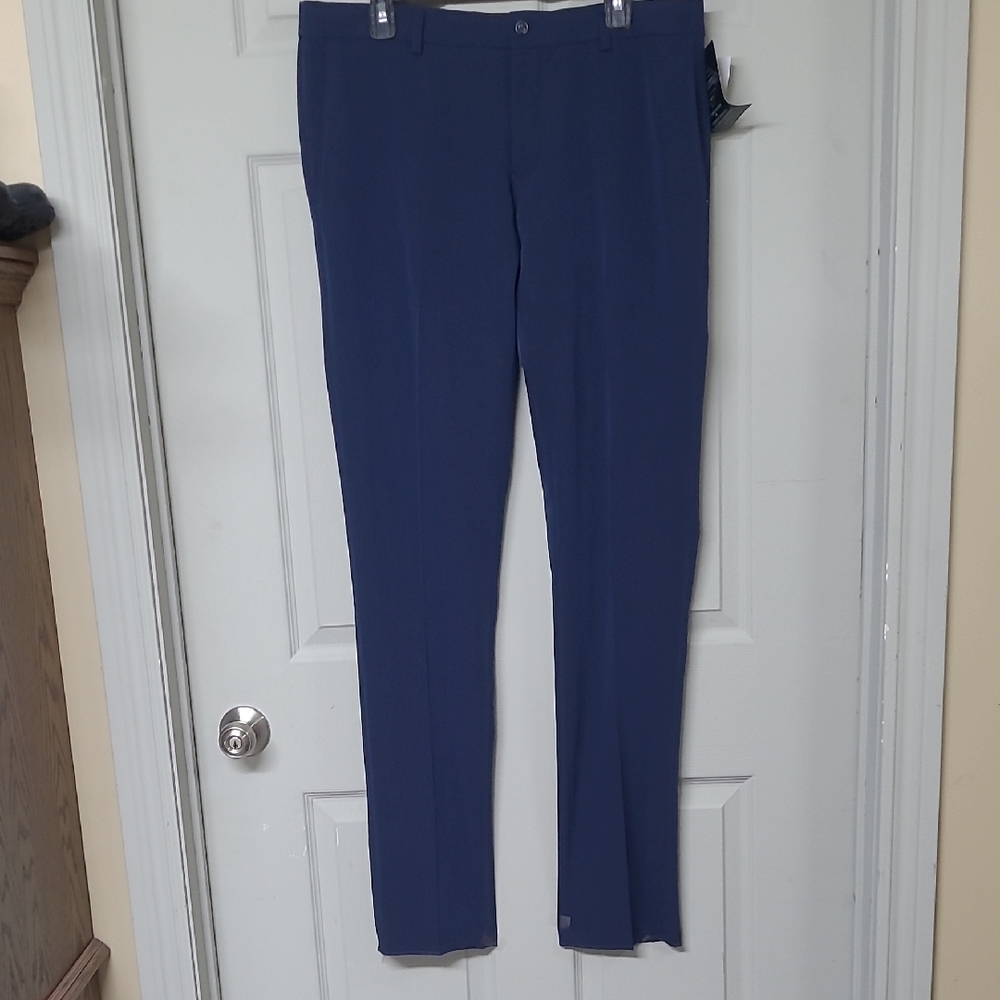 Profilo Men's Suit Pants Navy Blue Creased Legs Raw Hem New Slim Fit 34 NWT